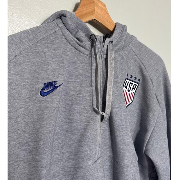Womens Size S Nike Heather Gray USWNT Cropped Half-Zip Pullover Hoodie US Soccer - Picture 3 of 7